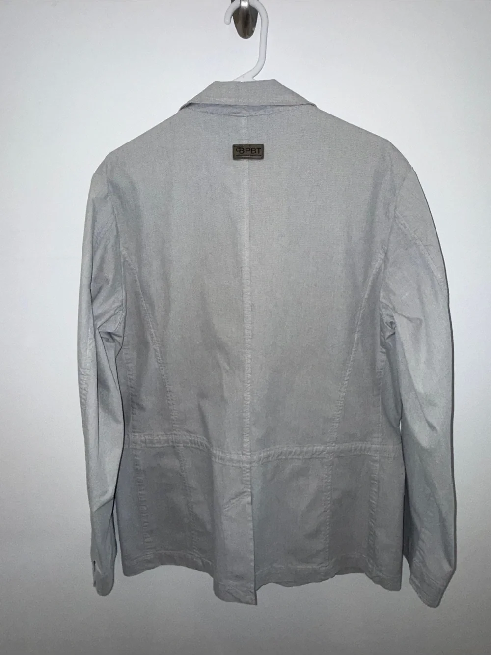 Men's Light Gray Military Field Jacket - Four-Pocket Utility Blazer
